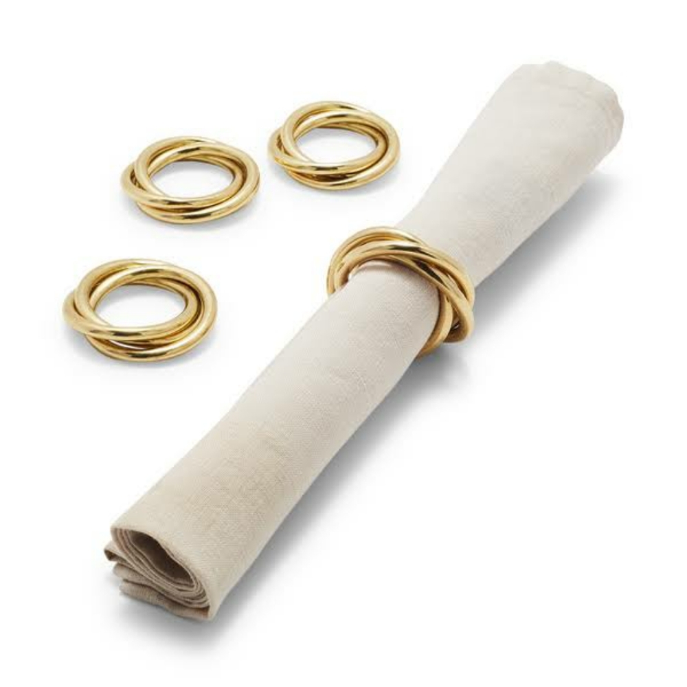 Crate & Barrel Gold Tone 3-Ring Napkin Ring (10 available)